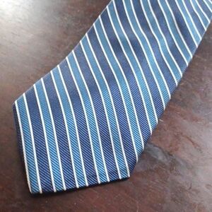 Blue and White Striped Silk Necktie